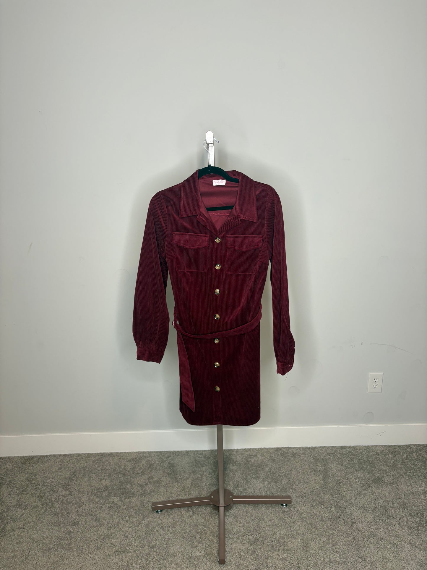 corduroy burgendy dress