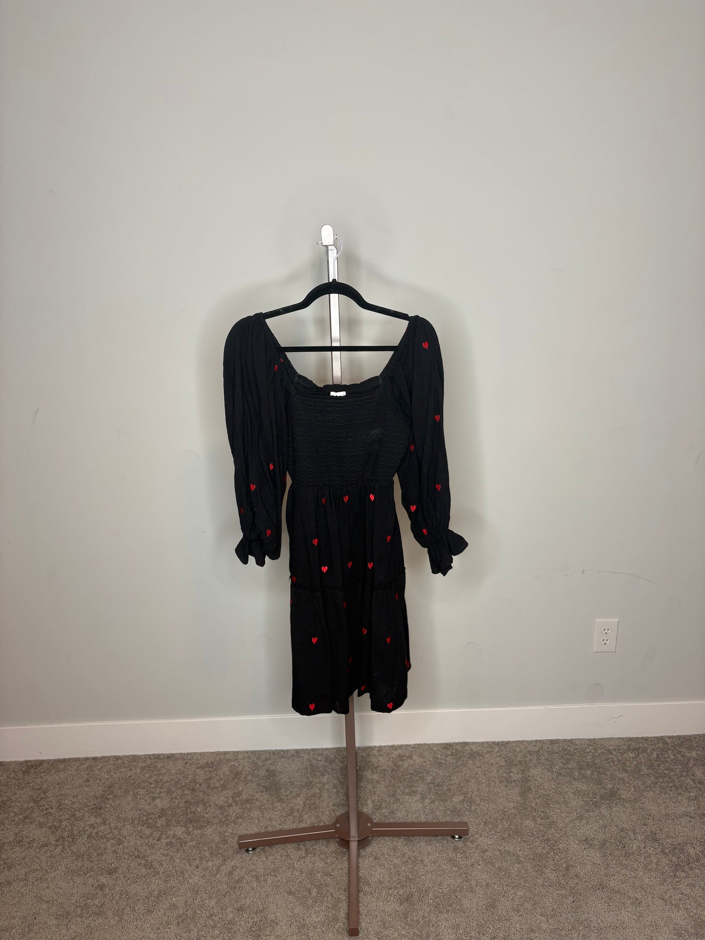 black dress with red hearts