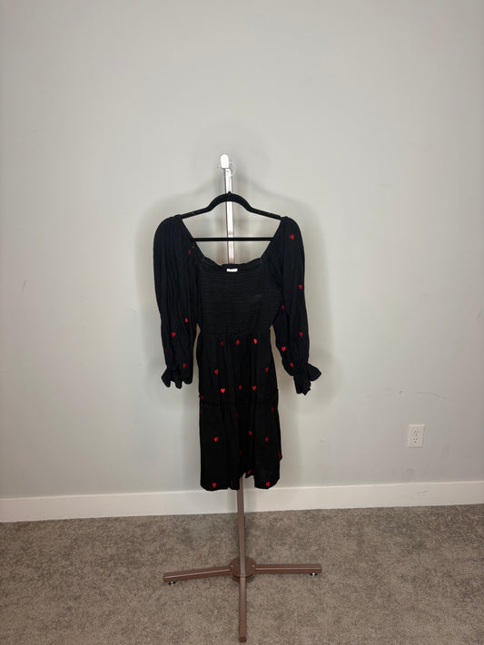 black dress with red hearts
