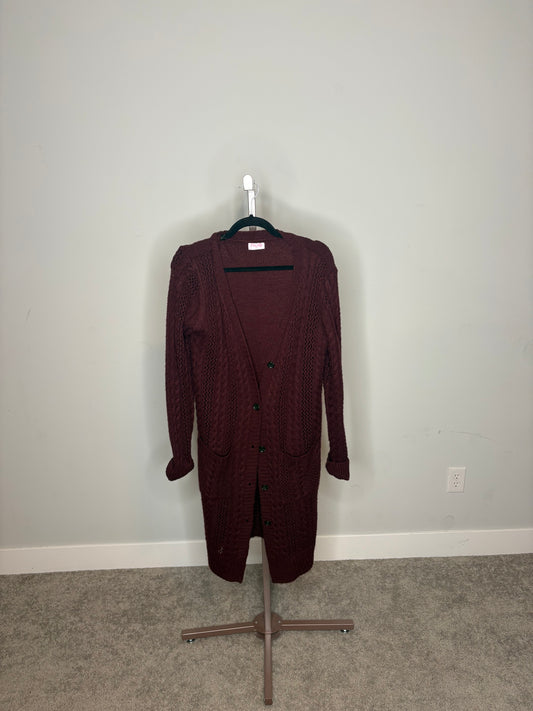 Burgendy button up cardigan