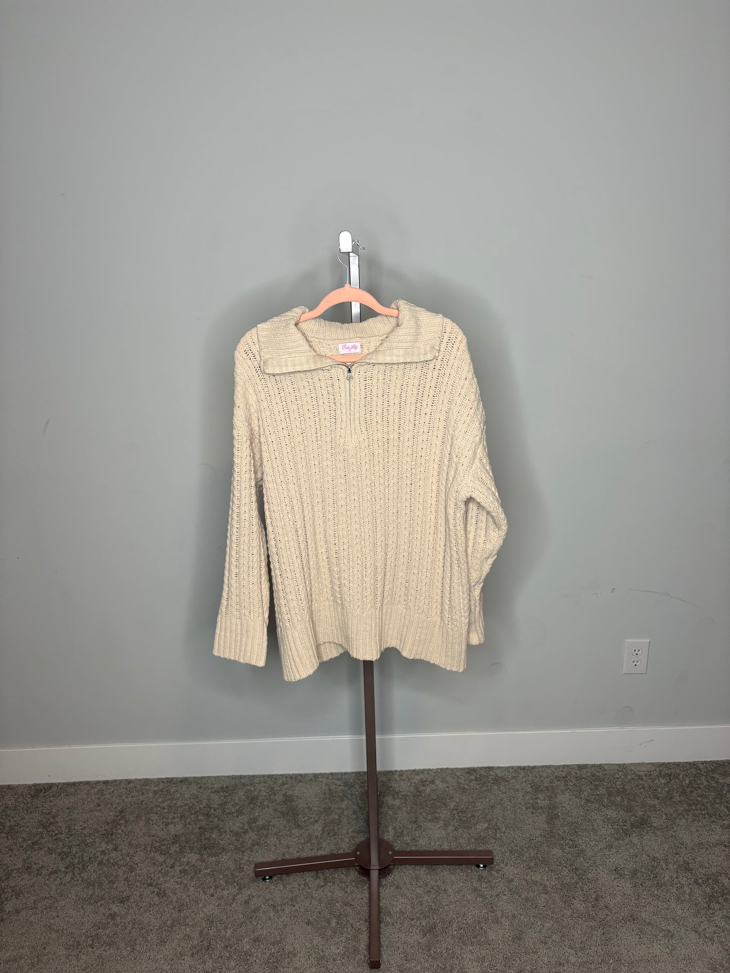cream sweater quarter zip