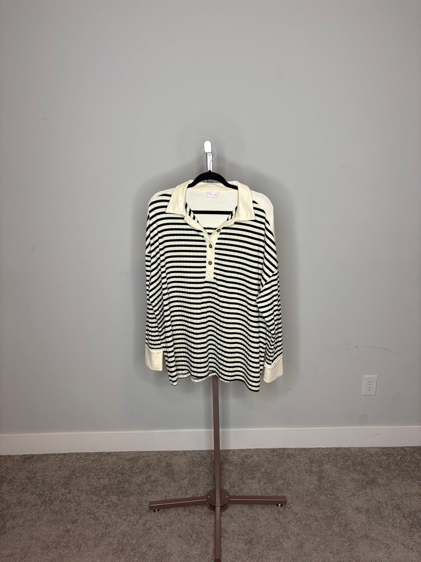 black and white quarter button up
