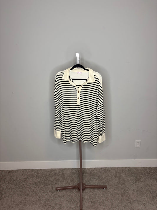 black and white quarter button up