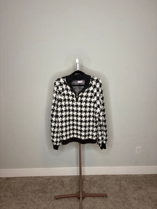 black and white sweater quarter zip