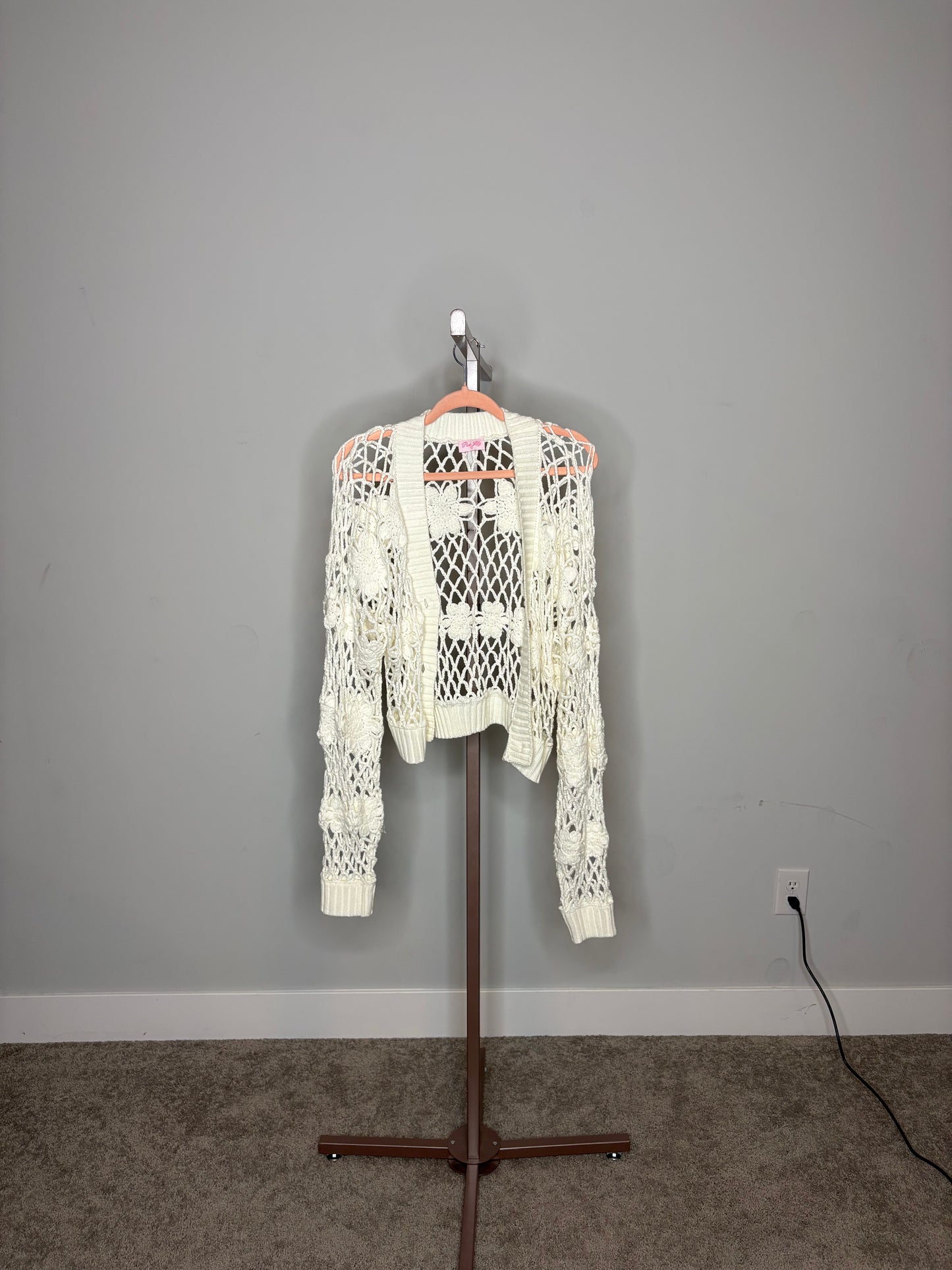white crochet cardigan