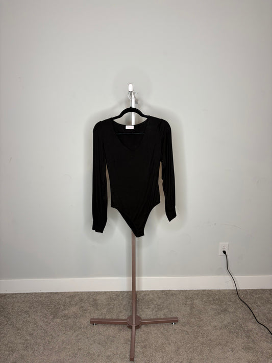 black v-neck bodysuit