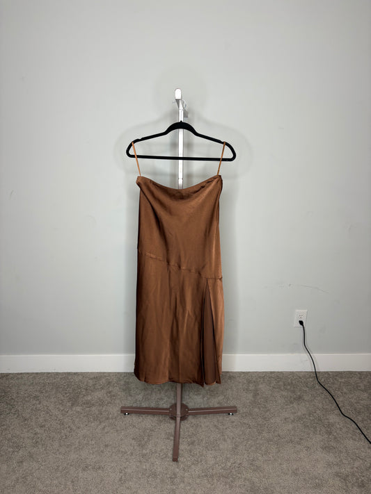 brown satin maxi skirt
