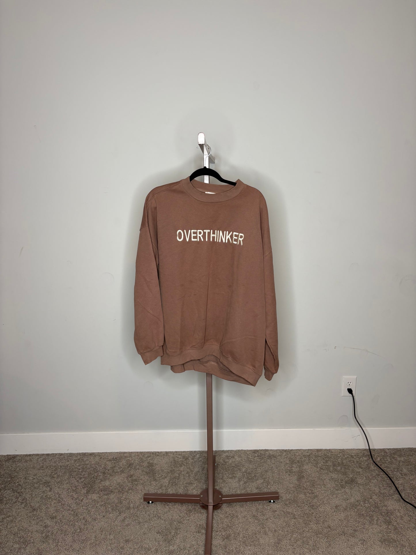Brown "OVERTHINKER" hoodie