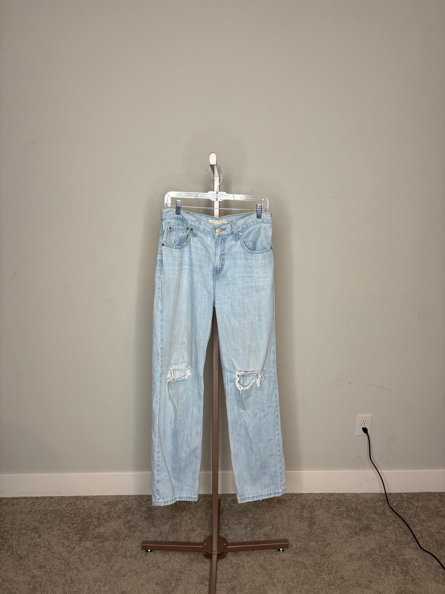 semi-distressed straight leg jeans